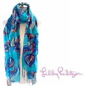 Lilly Pulitzer Murfee Scarf Blue Betta Koi Fish